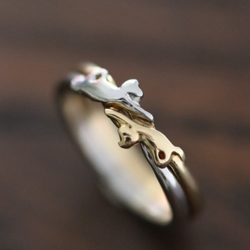 premium　猫ギメルリング　じゃれ合う2匹 - 戒指 - 貴金屬 多色