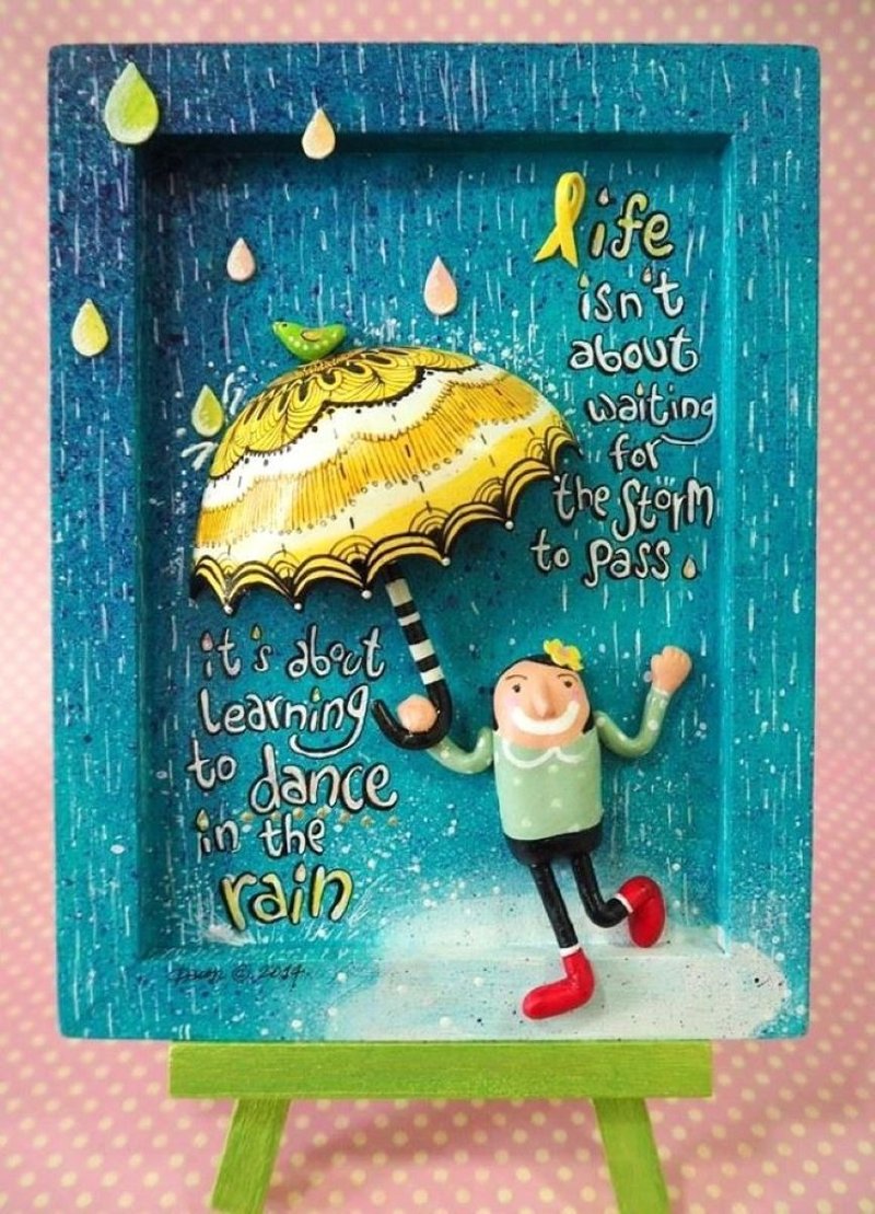 Positive energy series: Dancing in the rain clay ornaments - Items for Display - Clay 