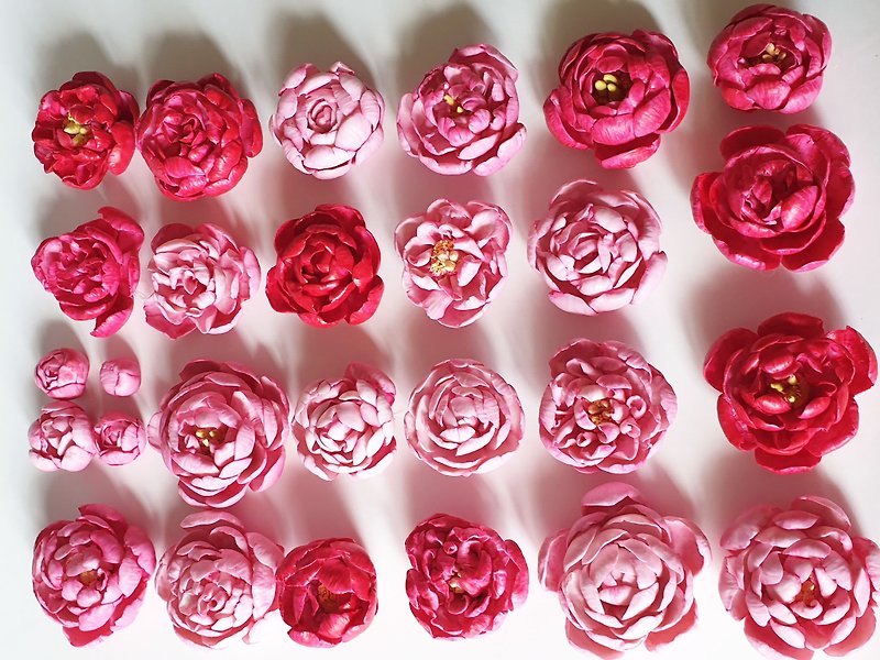 Porcelain flowers,wall art set, floral wall art, installation wall art,24 flower - Wall Décor - Porcelain Pink
