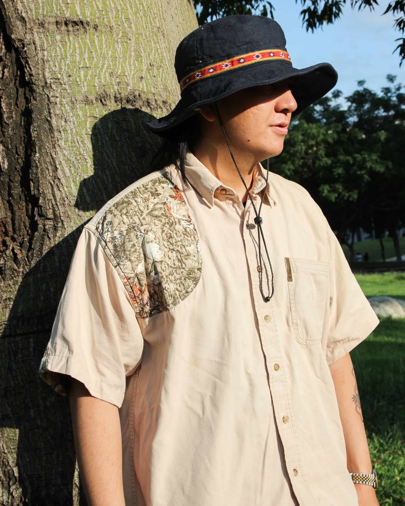 Tsubasa.Y│**Multiple Available**Embroidery Hunting Shirt Short Sleeve Animal Top Patches - Men's Shirts - Cotton & Hemp Multicolor