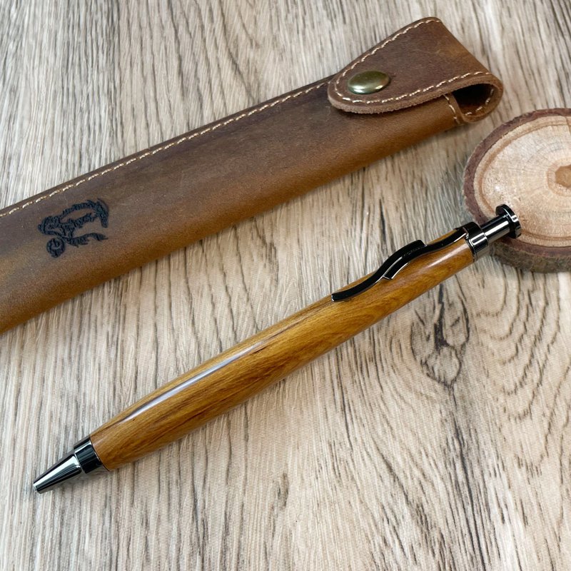 Jwood-based wood art lacquer painted log ballpoint pen (+ portable leather case) Wood: Xiao Nan - Rollerball Pens - Wood 