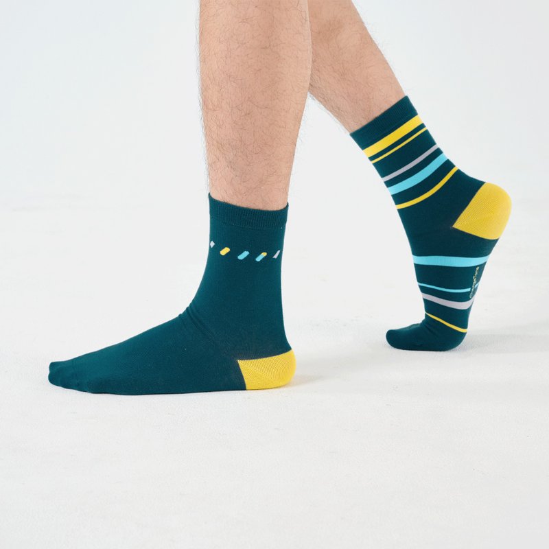 Meteor shower/green/three-piece (M, L)-MIT design antibacterial socks - Socks - Cotton & Hemp Green