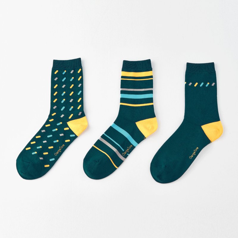 流星雨 三支入抗菌中筒襪 - 綠(F) - 襪子 - 棉．麻 綠色