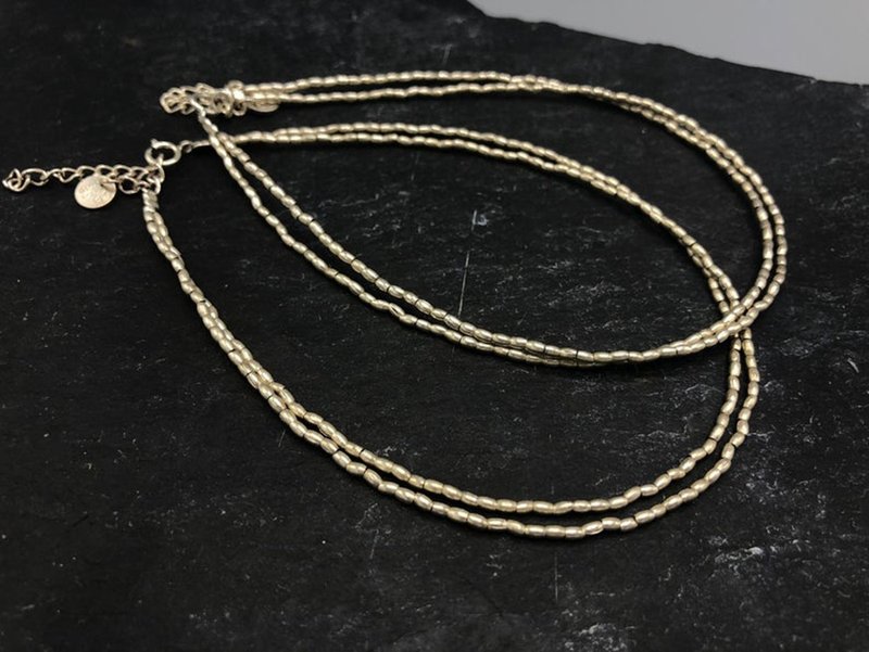 Silver beads 2 strands anklet with adjustable chain (BA0002) - 腳鍊/腳環 - 銀 銀色