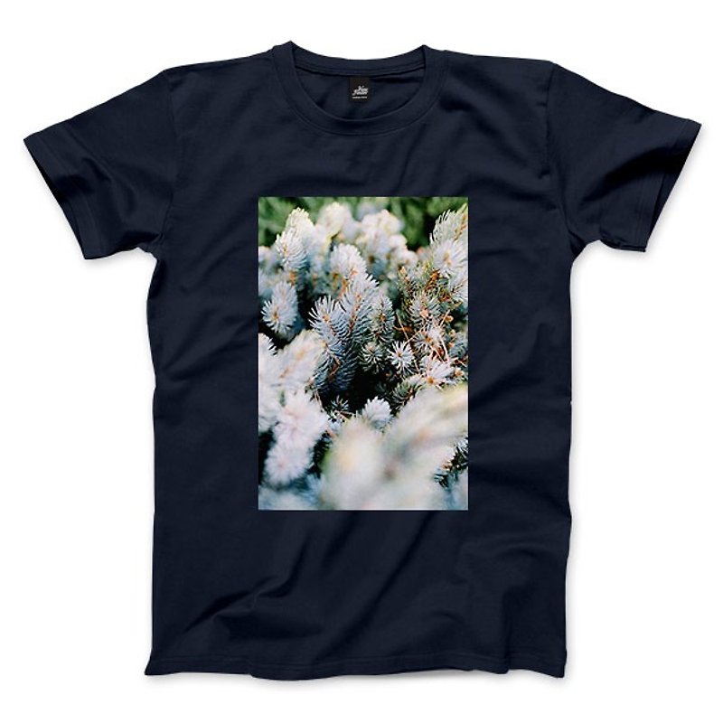Plants-Navy-Unisex T-shirt - เสื้อยืดผู้ชาย - ผ้าฝ้าย/ผ้าลินิน สีน้ำเงิน