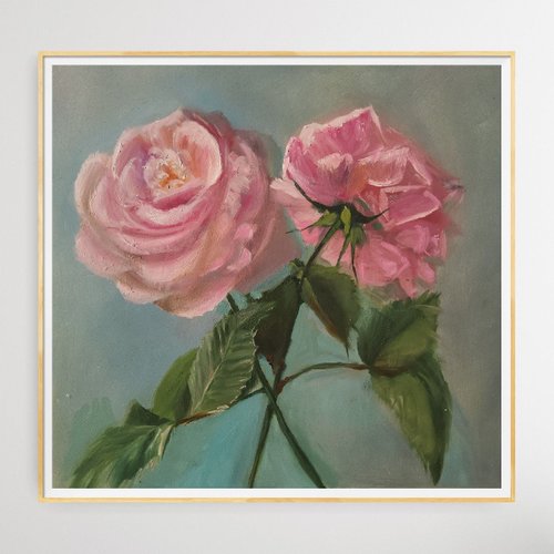 AngelicaFineArtTR Roses Painting Floral Still Life Original Art Pink Roses Scene Artwork Floral Ar