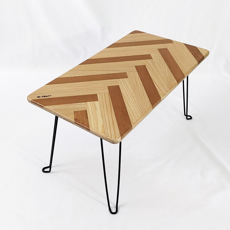 ヘリンボーン木製折りたたみピクニックテーブル (ヒノキ/チェリー) - その他の家具 - 木製 ブラウン