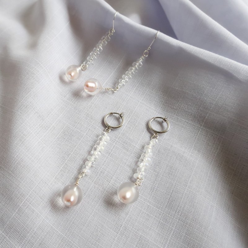 Ice Knot Pearl - 925 Sterling Silver Earrings - Earrings & Clip-ons - Other Metals White