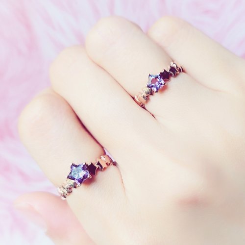 Tamasii Jewellery 鉅星紫晶星環 電鍍18K玫瑰金 純銀戒指
