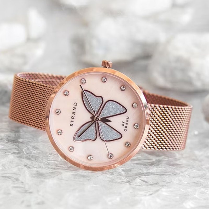 OBAKU Strand Star of the Sea-Butterfly/ Rose Gold(S700LXVVMV-DB) - Women's Watches - Stainless Steel Multicolor