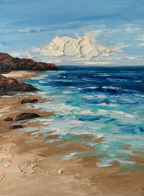 OsipovArtStudio Original Oil Painting On Canvas Beach Ocean Impasto Art Seascape Painting