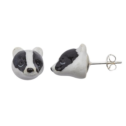 And Mary AndMary 手繪瓷耳環-獾 禮盒裝 Badger Earrings