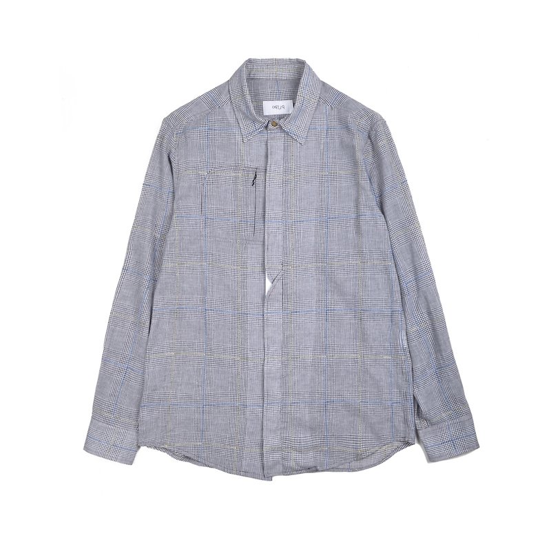 oqLiq - AdHeRe - Wave threshold shirt (gray) - Men's Shirts - Cotton & Hemp Gray