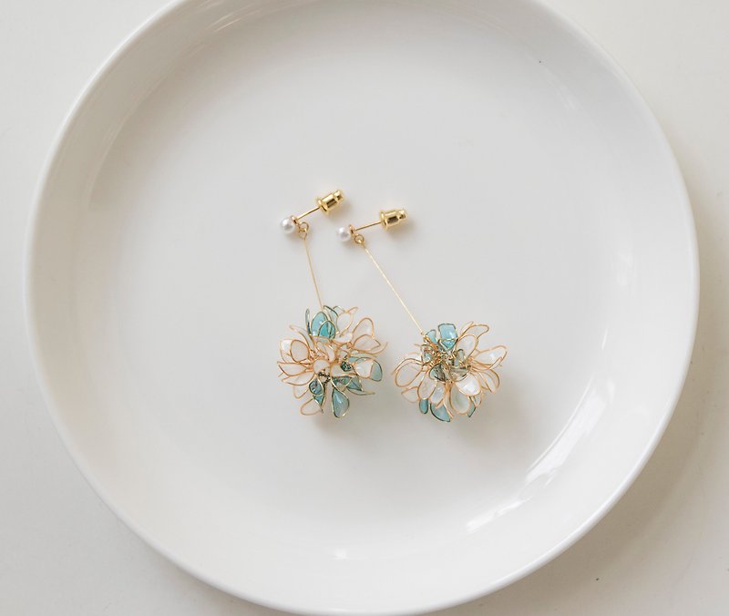 【Flower Project】- Qing Bing - Earrings & Clip-ons - Resin Blue