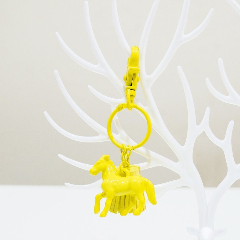 Colorful yellow amusement park tassel key ring charm multicolor wedding small things - Keychains - Other Metals Yellow