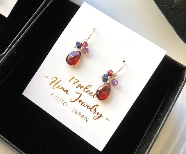 Gold-filled Garnet Chandelier Earrings selling Handmade by Bonet Jewelry