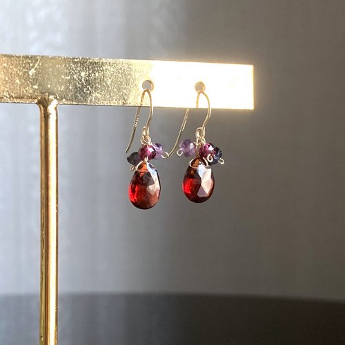 Gold-filled Garnet buy Chandelier Earrings Handmade by Bonet Jewelry