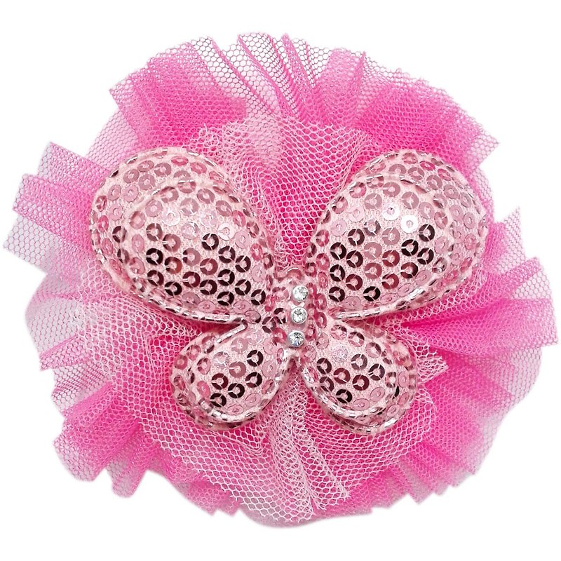 Cutie Bella sequined chiffon butterfly hairpin all-inclusive cloth handmade hair accessories Rose Pink - Hair Accessories - Polyester Red