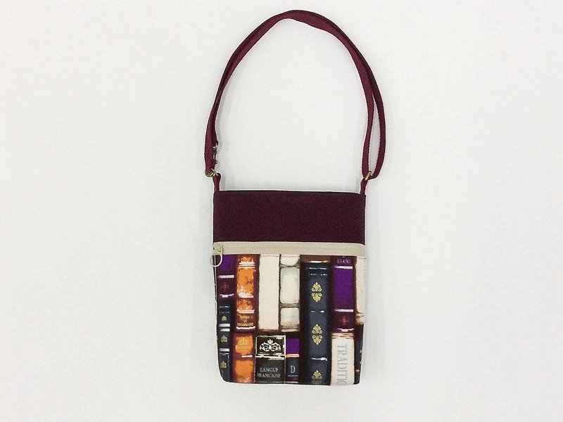 Side backpack-deep purple scholarly print - Messenger Bags & Sling Bags - Cotton & Hemp Purple