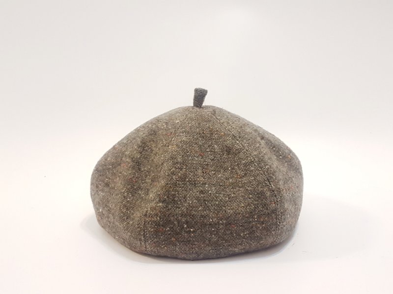 文青時尚南瓜帽 復古灰彩點紗 #禮物 #秋冬#薄毛料#畫家帽#貝蕾帽 - 帽子 - 其他材質 灰色