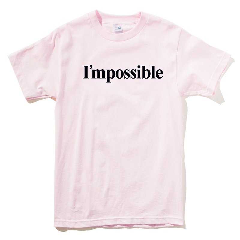 I'mpossible pink t shirt - เสื้อยืดผู้หญิง - ผ้าฝ้าย/ผ้าลินิน สึชมพู