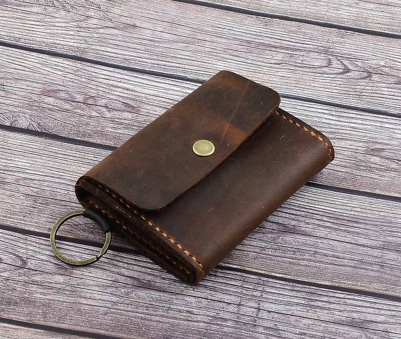 U6.JP6 Handmade leather goods large-capacity simple wallet / universal wallet (for men and women) - Wallets - Genuine Leather Brown
