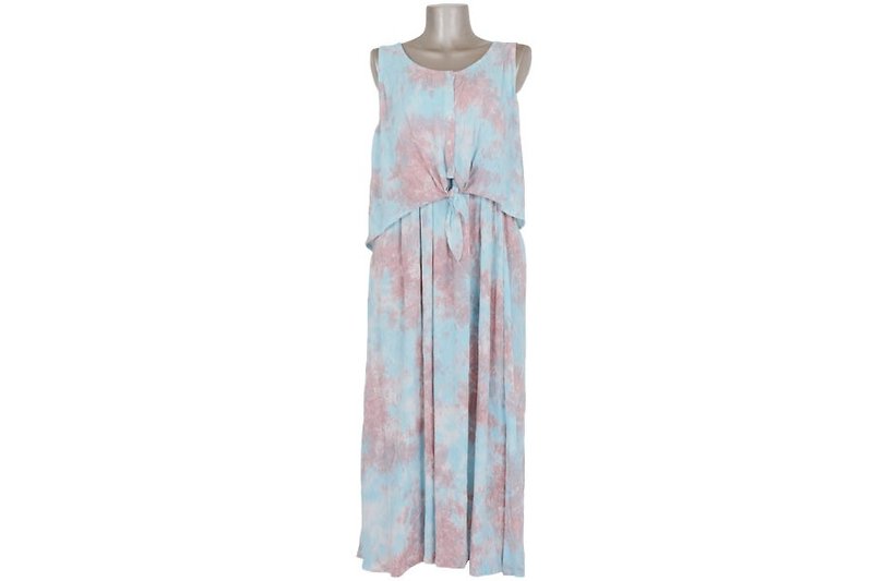 Uneven dyed summer dress setup <Pink Blue> - ชุดเดรส - วัสดุอื่นๆ สีน้ำเงิน