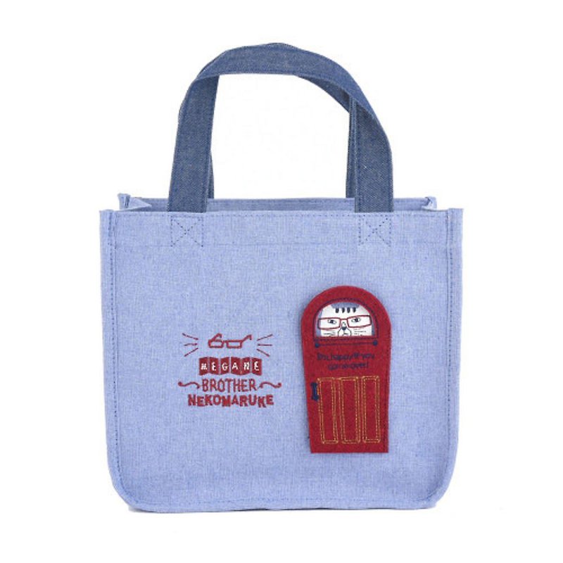 Kusuguru Japan Insulated Bag Lunch Bag Insulated Foil Knock Knock Blue - กระเป๋าถือ - เส้นใยสังเคราะห์ สีน้ำเงิน