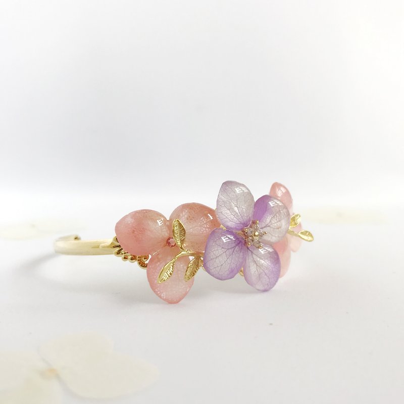 Flower jewellery Real flower Bracelet 18KGP - Bracelets - Plants & Flowers Purple