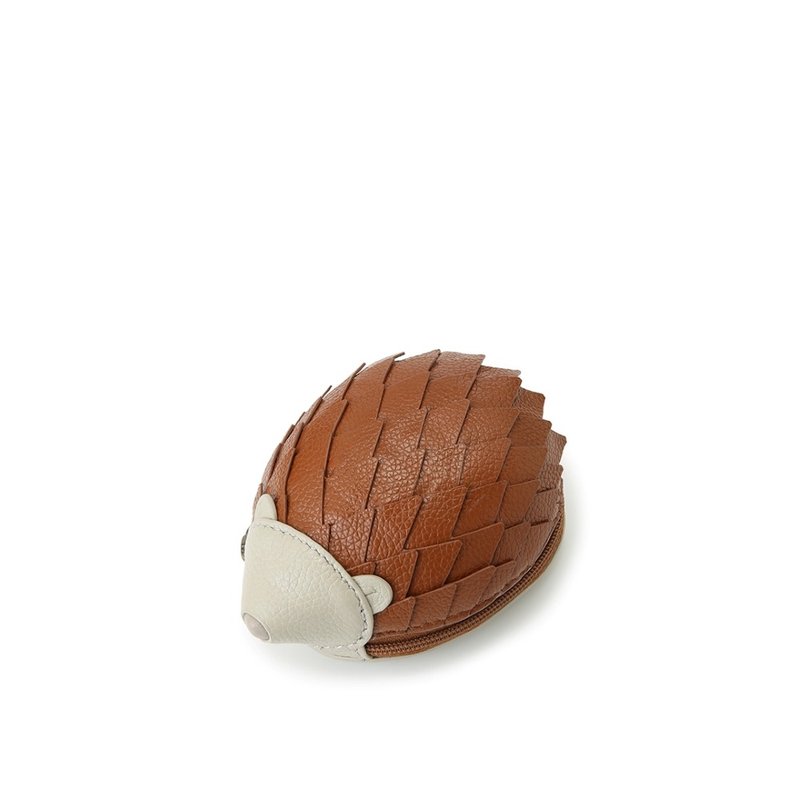 Hedgehog shape storage bag - Coin Purses - Genuine Leather Brown