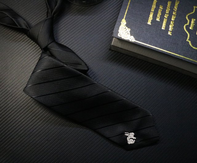 黒ウサギ刺繍ヤクザ真糸ネクタイ暗紋ビジネスnecktie - ショップ 悪い