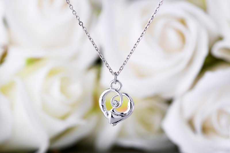 心鎖系列 喇叭花心形造型項鍊 (NLAJA0964N-1) - 項鍊 - 銀 銀色