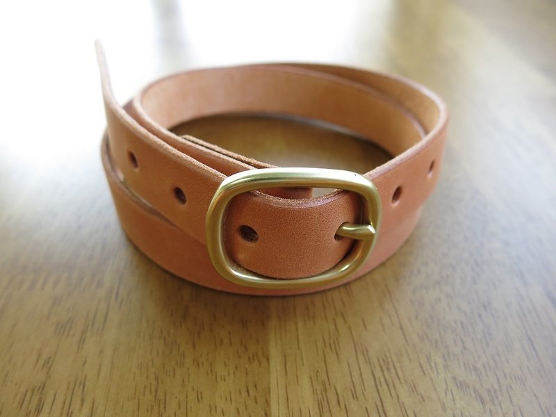 2.5cm wide and fine belt [Jane One Piece] - Belts - Genuine Leather Brown
