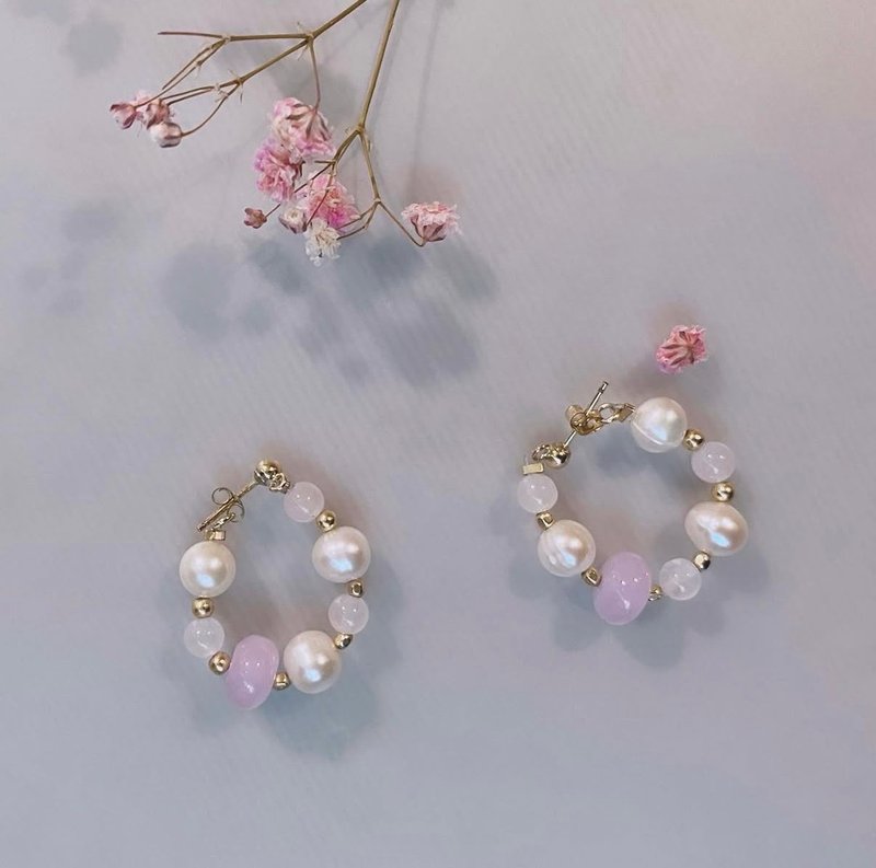 甜甜圈耳環_莓果口味 - 耳環/耳夾 - 24k 金 