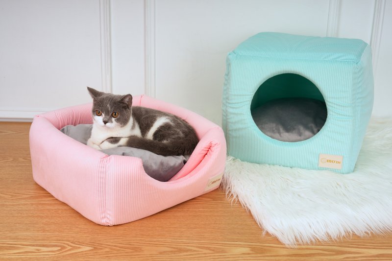 Japanese designed exquisite pet nest [handmade by craftsmen] cat nest/pet bed/dual-purpose nest - light luxury velvet - Bedding & Cages - Other Man-Made Fibers Pink