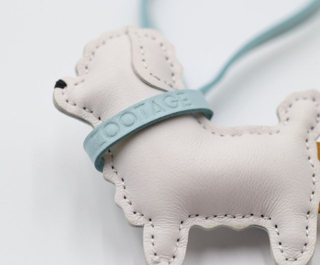 ひめこ様　3つ　　犬レザーチャーム ポメラニアン (ホワイト) レザーチャーム - NFC 付き - ショップ