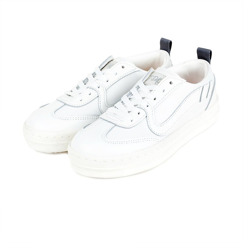 Jdaul Handmade in Korea/ SUPERB CONNIE PLAIN Sneakers WHITE - รองเท้าลำลองผู้หญิง - หนังเทียม ขาว