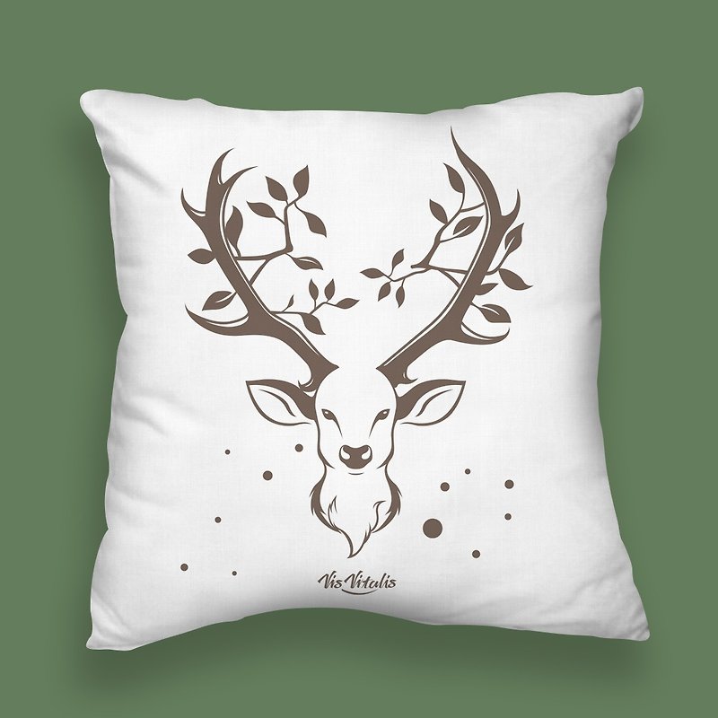 Sen moving deer pillow / pillow / cushion / exchange gift - หมอน - ผ้าฝ้าย/ผ้าลินิน สีนำ้ตาล