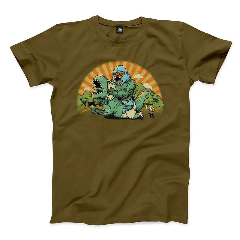 以抱制暴 - 軍綠 - 中性版T恤 - 男 T 恤 - 棉．麻 綠色