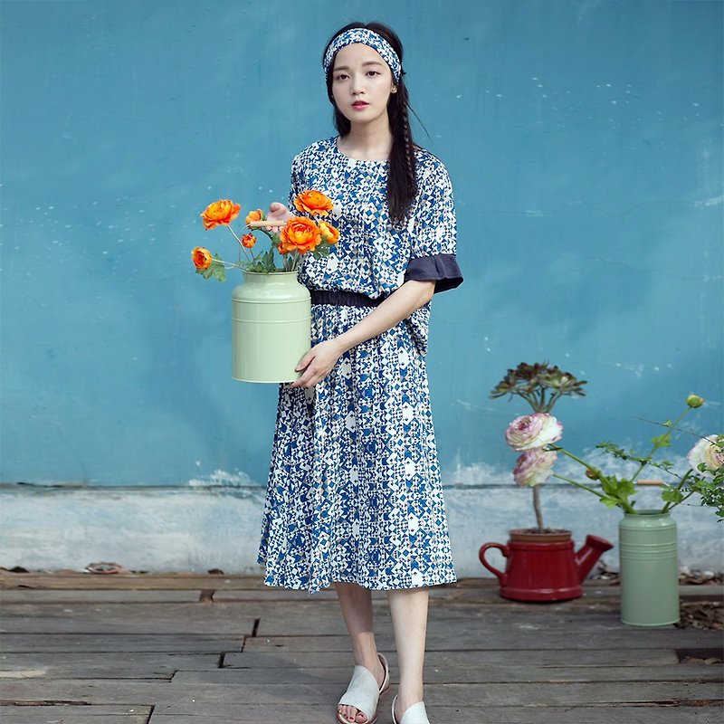 Annie Chen original design Bridges of Madison County 2016 Amoi female models cotton A-line dress casual fashion printed skirt dress - กระโปรง - ผ้าฝ้าย/ผ้าลินิน หลากหลายสี