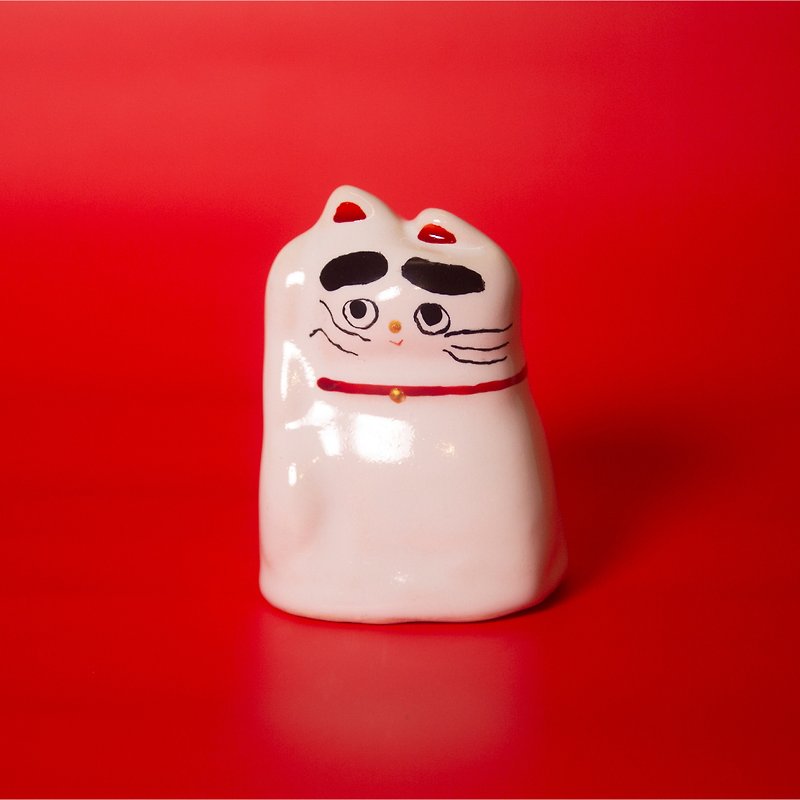 Street Lucky Lucky Cat_mi-mi-mauh-mauh Mi Mi Cat Series_#025 - Items for Display - Pottery White