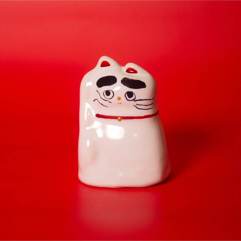 Street Lucky Lucky Cat_mi-mi-mauh-mauh Mi Mi Cat Series_#025 - Items for Display - Pottery White