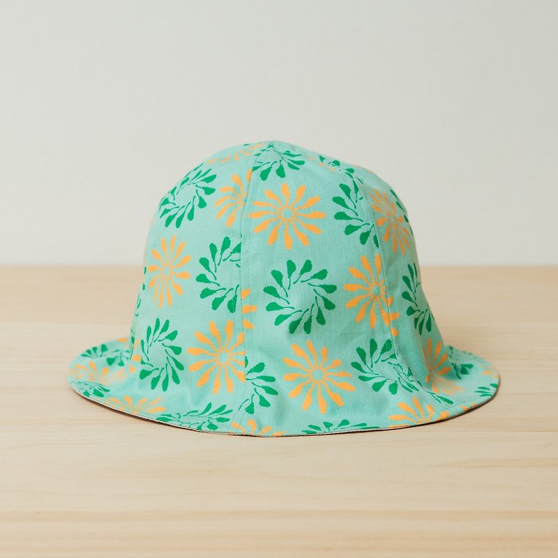 Sun Hat/Black Drongo Circles/Candy Green - หมวก - ผ้าฝ้าย/ผ้าลินิน สีเขียว