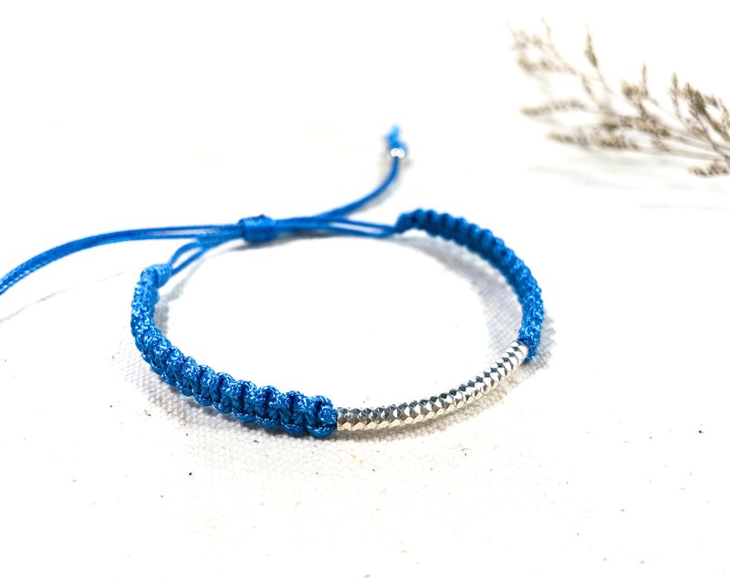 [925 sterling silver] water blue Japanese rope series (bracelet/foot ring) - Bracelets - Waterproof Material Blue