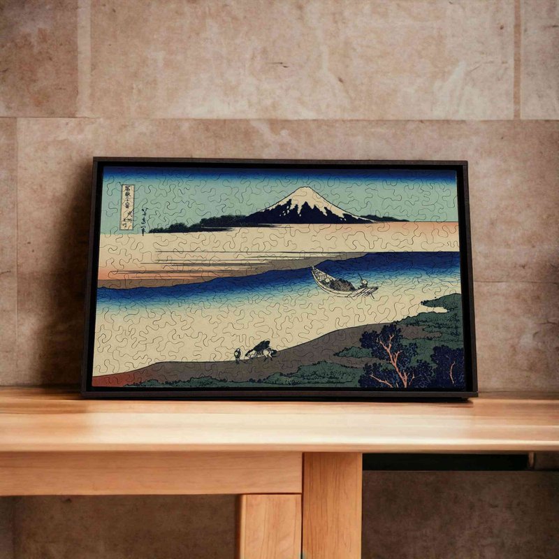 Katsushika Hokusai-Wushu Tamagawa [Gecko Puzzle] - Items for Display - Wood Blue