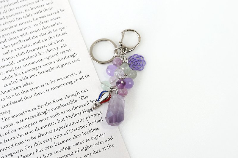 紫水晶 熱氣球 鑰匙圈 - 鑰匙圈/鎖匙扣 - 寶石 紫色