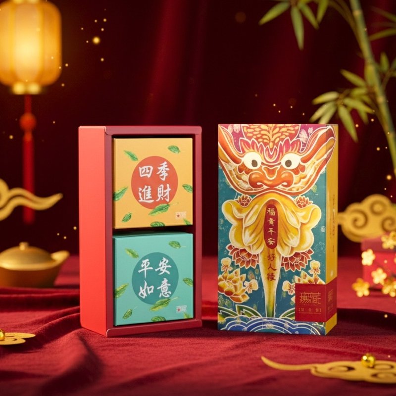 E4【無藏】新年チャリティギフトボックス 福貴平安好人緣 福氣茶食禮盒 - スナック菓子 - その他の素材 多色