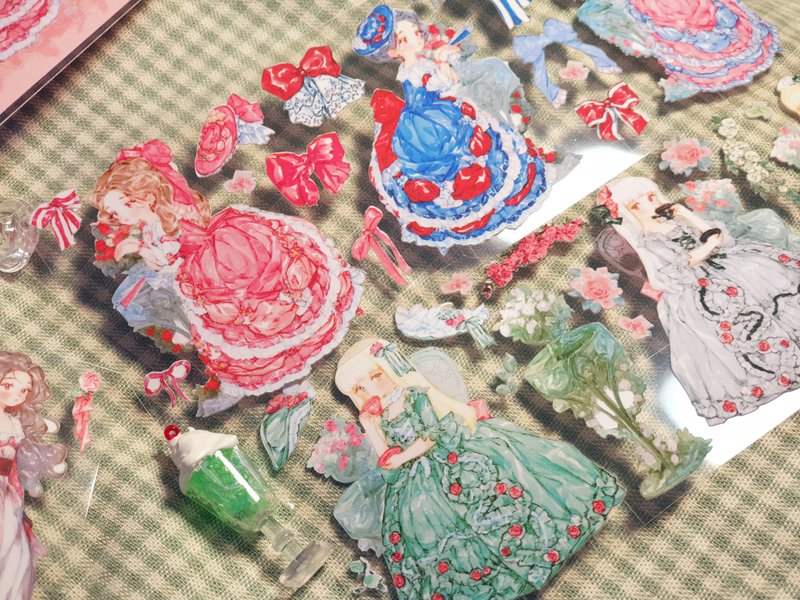TEA & ROSE Mini seal sticker SET - 貼紙 - 其他材質 
