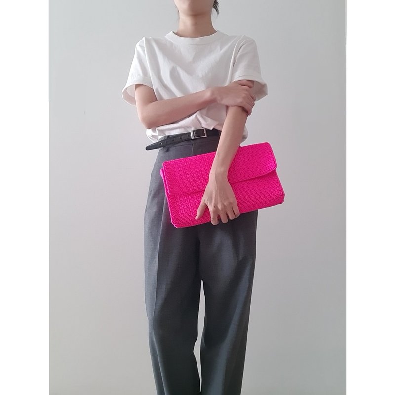 【M】crochet handbag - fusha - Clutch Bags - Thread Pink