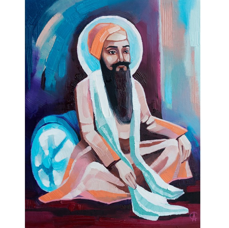 Guru Ram Das Painting Indian Original Art Spiritual Artwork Yoga Wall Art - Posters - Other Materials Multicolor